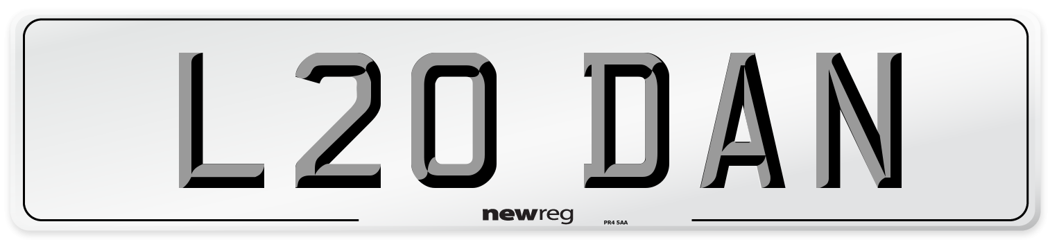 L20 DAN Number Plate from New Reg